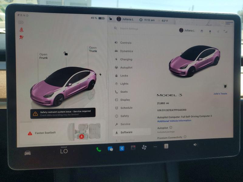 2023 Tesla Model 3 მანქანა იყიდება აუქციონზე, vin: 5YJ3E1EA7PF648369, აუქციონის ნომერი: 78399225