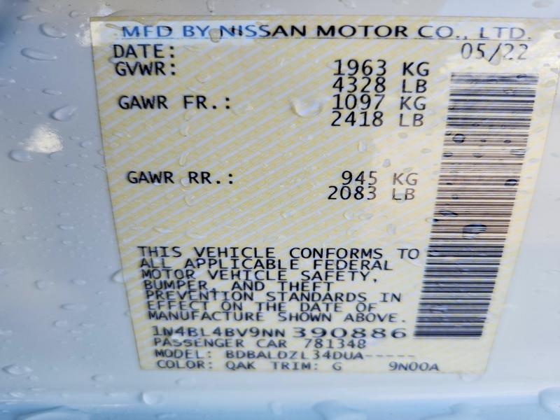 Aukcja sprzedaży 2022 Nissan Altima, vin: 1N4BL4BV9NN390886, numer aukcji: 75684175