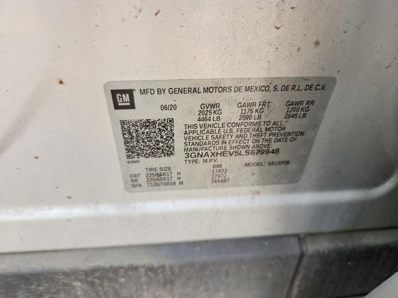Aukcja sprzedaży 2020 Chevrolet Equinox, vin: 3GNAXHEV5LS679948, numer aukcji: 77325345