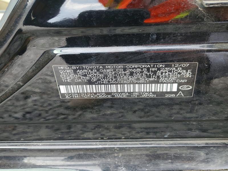Aukcja sprzedaży 2008 Lexus Es, vin: JTHBJ46GX82199851, numer aukcji: 76562695