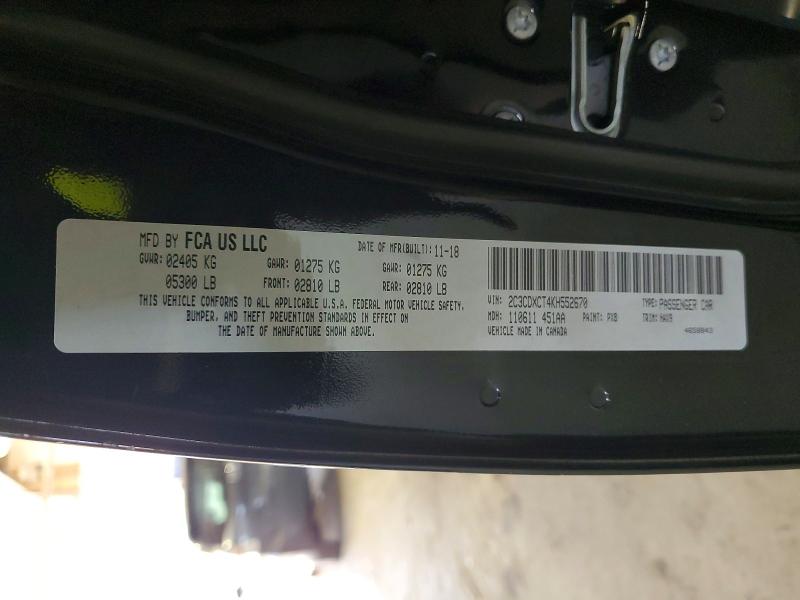 76376505 :رقم المزاد ، 2C3CDXCT4KH552670 vin ، 2019 Dodge Charger مزاد بيع