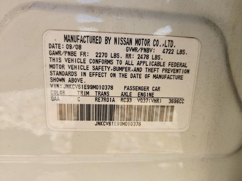 Aukcja sprzedaży 2009 Infiniti G37 Sedan, vin: JNKCV61E99M010378, numer aukcji: 78782855