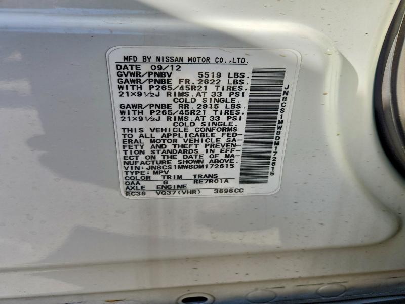 Продажа на аукционе авто 2013 Infiniti Fx37, vin: JN8CS1MW8DM172615, номер лота: 76540015