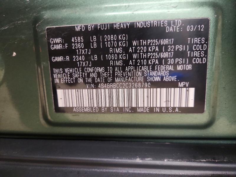 Aukcja sprzedaży 2012 Subaru Outback, vin: 4S4BRBCC2C3268790, numer aukcji: 75247705