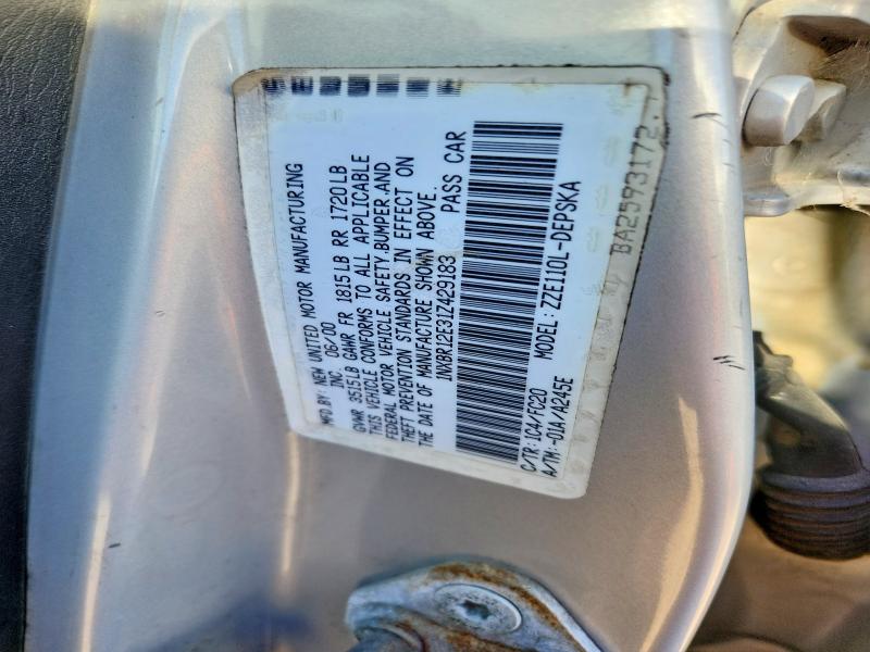 74384125 :رقم المزاد ، 1NXBR12E31Z429183 vin ، 2001 Toyota Corola مزاد بيع