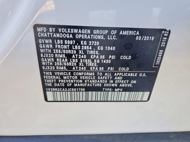 Aukcja sprzedaży 2018 Volkswagen Atlas, vin: 1V2RR2CA2JC561795, numer aukcji: 75661925