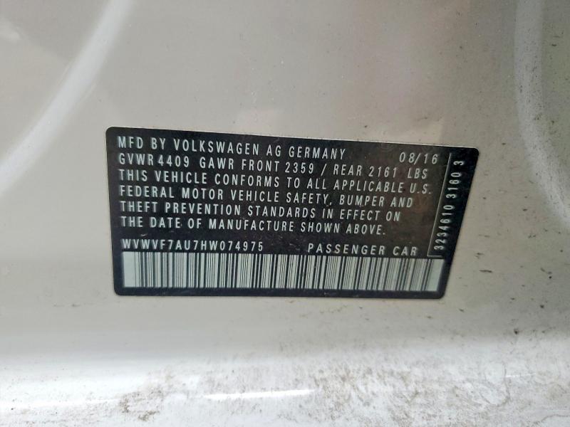 Aukcja sprzedaży 2017 Volkswagen Golf R, vin: WVWVF7AU7HW074975, numer aukcji: 76316905