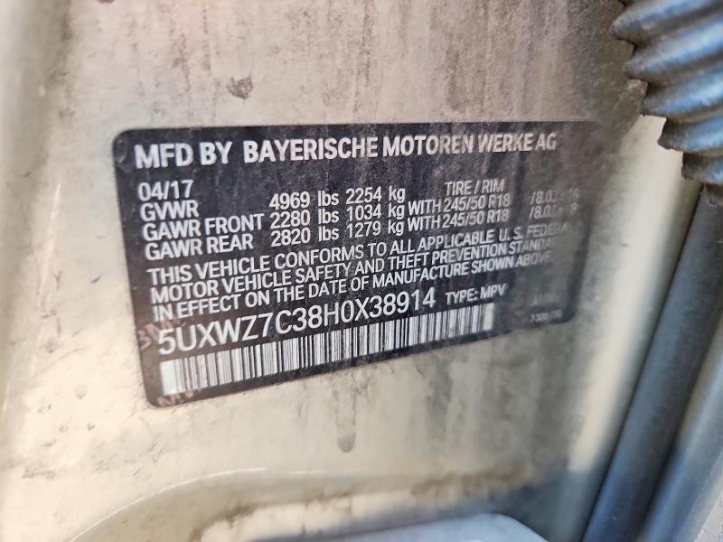 Продаж на аукціоні авто 2017 Bmw X3, vin: 5UXWZ7C38H0X38914, номер лоту: 79518305