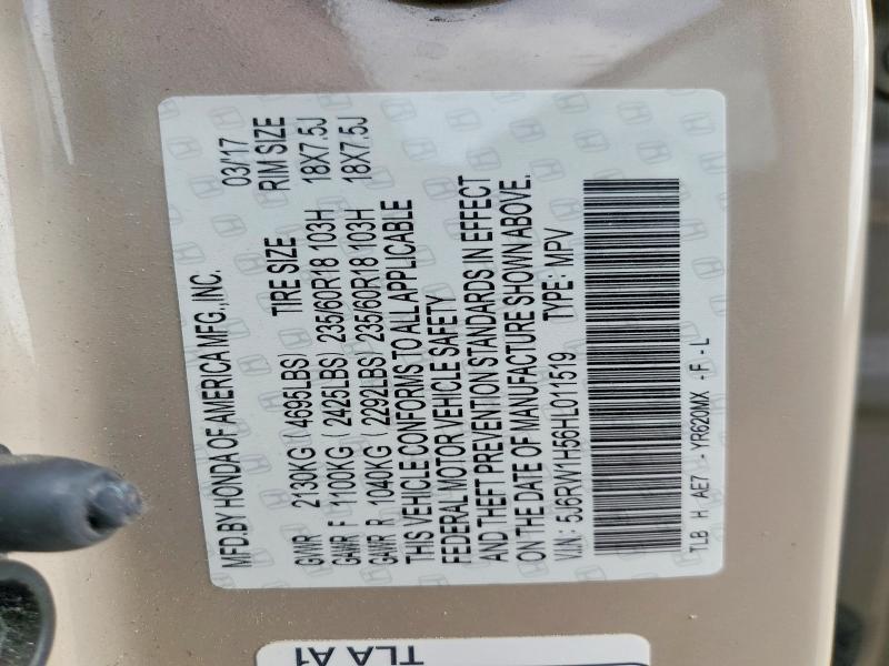 79057685 :رقم المزاد ، 5J6RW1H56HL011519 vin ، 2017 Honda Cr-v مزاد بيع