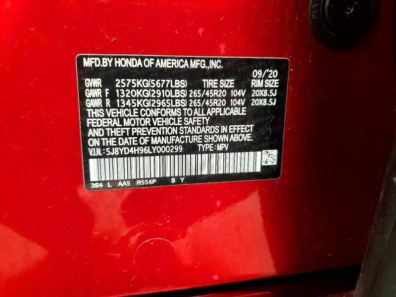 Продаж на аукціоні авто 2020 Acura Mdx, vin: 5J8YD4H96LY000299, номер лоту: 77682595