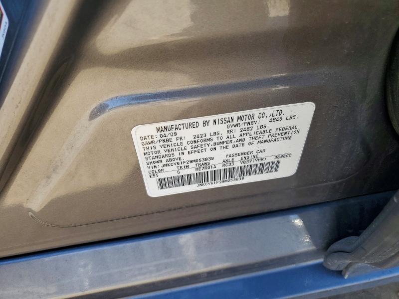 78539285 :رقم المزاد ، JNKCV61F29M053839 vin ، 2009 Infiniti G37 Sedan مزاد بيع