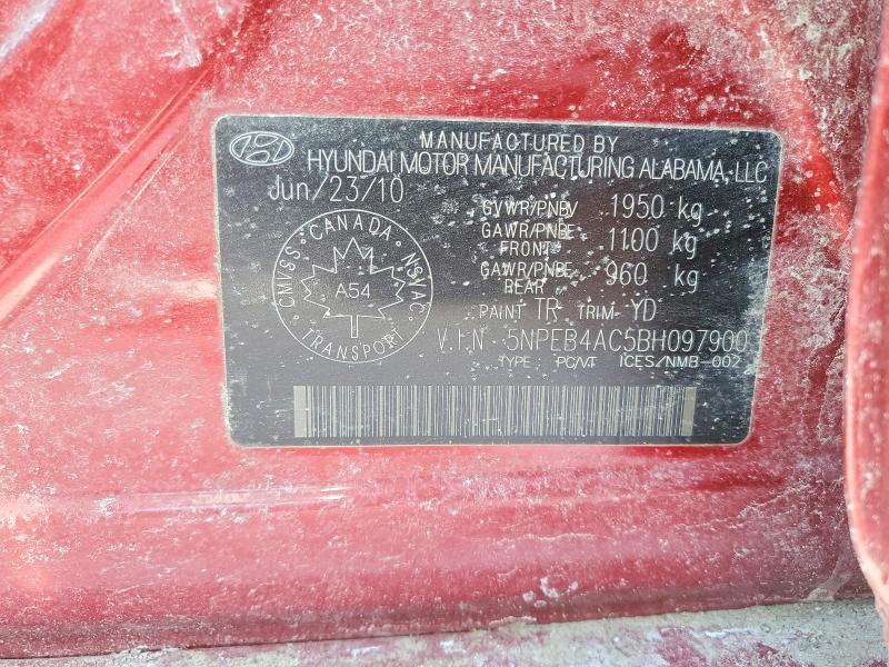 78965275 :رقم المزاد ، 5NPEB4AC5BH097900 vin ، 2011 Hyun Sonata Gls 4dr مزاد بيع