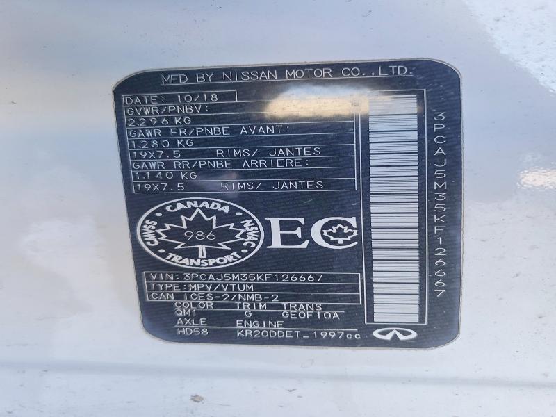 Продаж на аукціоні авто 2019 Infiniti Qx50, vin: 3PCAJ5M35KF126667, номер лоту: 76219175