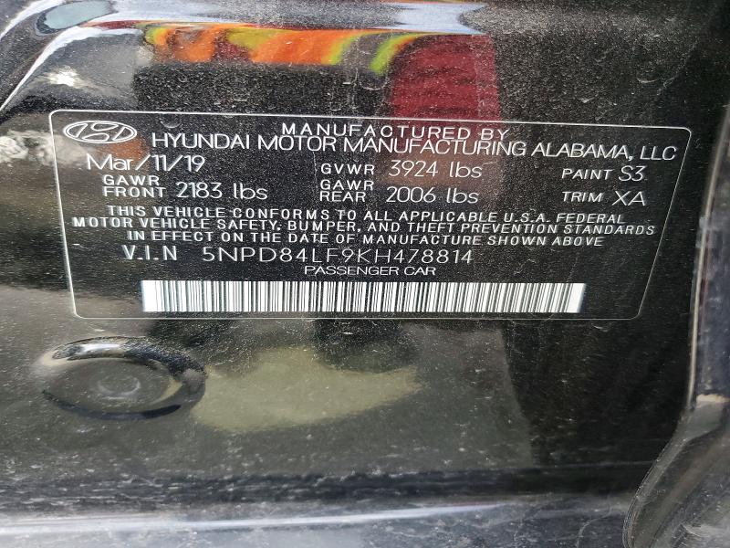2019 Hyundai Elantra მანქანა იყიდება აუქციონზე, vin: 5NPD84LF9KH478814, აუქციონის ნომერი: 78278595