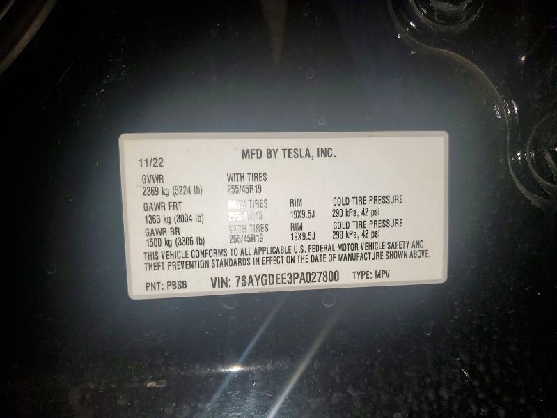 2023 Tesla Model Y მანქანა იყიდება აუქციონზე, vin: 7SAYGDEE3PA027800, აუქციონის ნომერი: 78252395