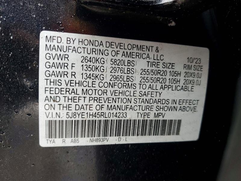 75777895 :رقم المزاد ، 5J8YE1H45RL014233 vin ، 2024 Acura Mdx مزاد بيع