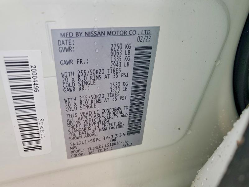 76474375 :رقم المزاد ، 5N1DL1FS9PC361335 vin ، 2023 Infiniti Qx60 مزاد بيع