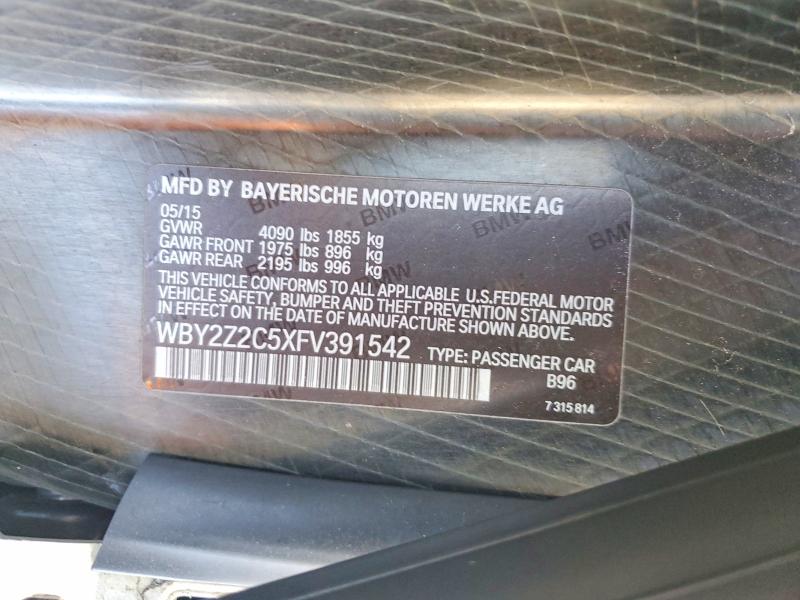 2015 Bmw I8 მანქანა იყიდება აუქციონზე, vin: WBY2Z2C5XFV391542, აუქციონის ნომერი: 78430745