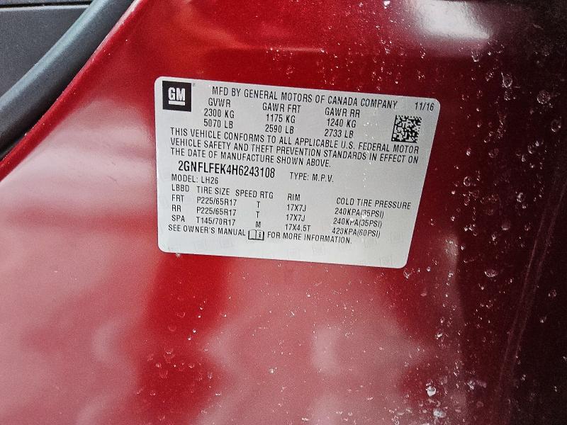 Aukcja sprzedaży 2017 Chevrolet Equinox, vin: 2GNFLFEK4H6243108, numer aukcji: 51624926