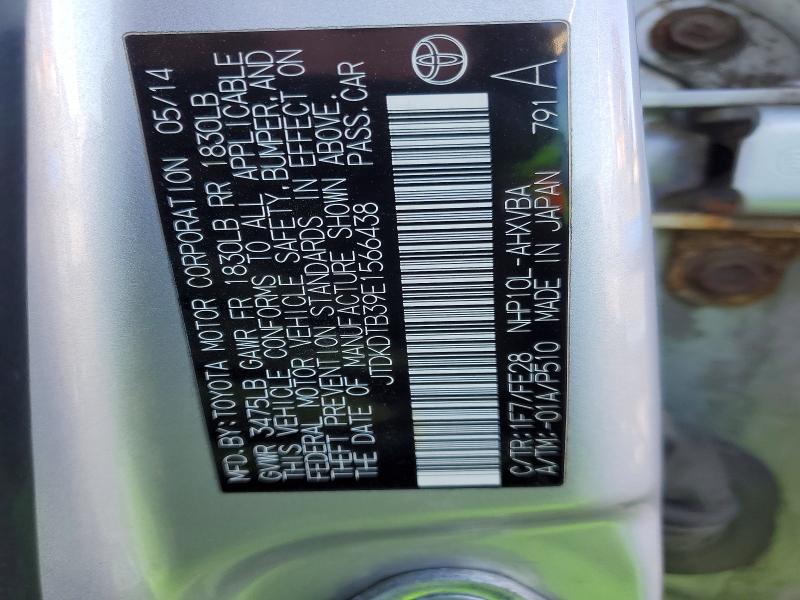 76067005 :رقم المزاد ، JTDKDTB39E1566438 vin ، 2014 Toyota Prius C مزاد بيع