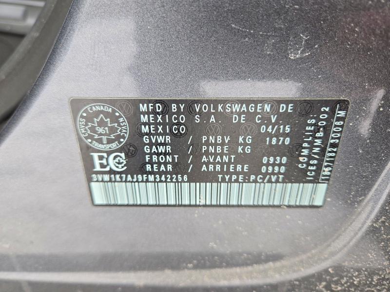 Aukcja sprzedaży 2015 Volkswagen Jetta, vin: 3VW1K7AJ9FM342256, numer aukcji: 78748635