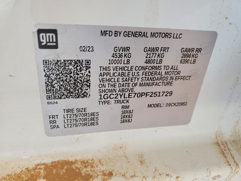 Продажа на аукционе авто 2023 Chevrolet Silverado, vin: 1GC2YLE70PF251729, номер лота: 77612945