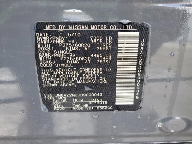 77969525 :رقم المزاد ، JN8AZ2ND0B9000049 vin ، 2011 Infiniti Qx56 مزاد بيع