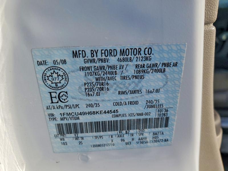 Продаж на аукціоні авто 2008 Ford Escape, vin: 1FMCU49H68KE44545, номер лоту: 78739485