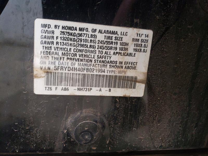 Auction sale of the 2015 Acura Mdx, vin: 5FRYD4H40FB021994, lot number: 78770495