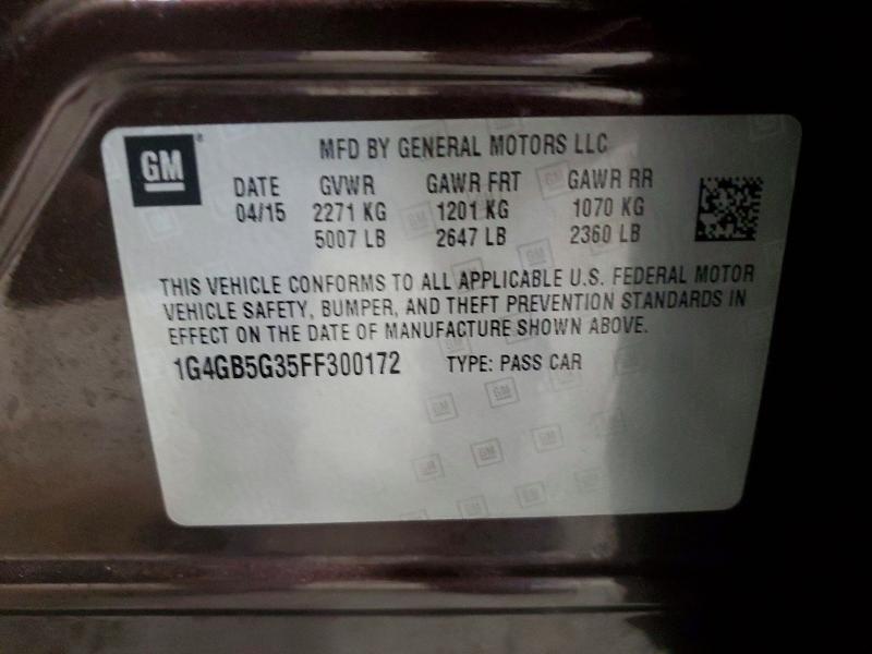 Продаж на аукціоні авто 2015 Buick Lacrosse, vin: 1G4GB5G35FF300172, номер лоту: 78414915