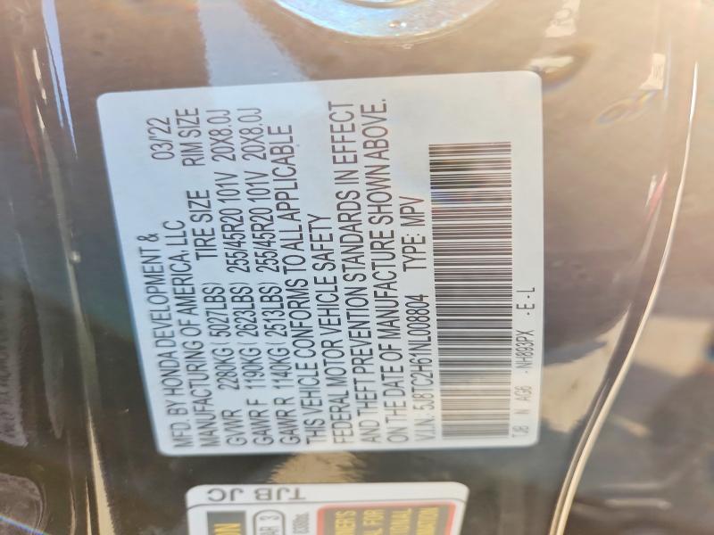 Aukcja sprzedaży 2022 Acura Rdx, vin: 5J8TC2H61NL008804, numer aukcji: 78378095
