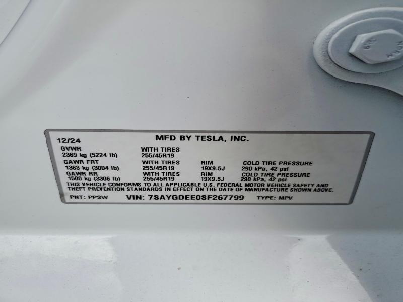 Продаж на аукціоні авто 2025 Tesla Model Y, vin: 7SAYGDEE0SF267799, номер лоту: 75709085