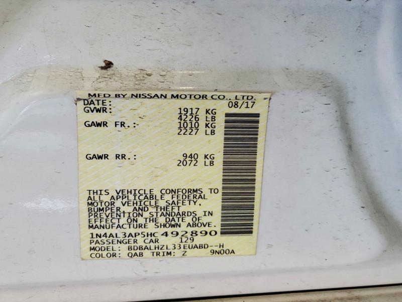 77822315 :رقم المزاد ، 1N4AL3AP5HC492890 vin ، 2017 Nissan Altima مزاد بيع