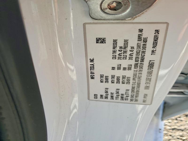 75676865 :رقم المزاد ، 5YJ3E1EA8LF660671 vin ، 2020 Tesla Model 3 مزاد بيع