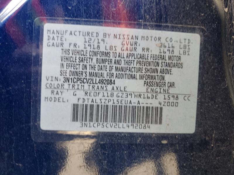 2020 Nissan Kicks მანქანა იყიდება აუქციონზე, vin: 3N1CP5CV2LL492084, აუქციონის ნომერი: 77380595