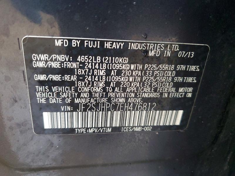 Aukcja sprzedaży 2014 Subaru Forester, vin: JF2SJHPC7EH476812, numer aukcji: 76790045
