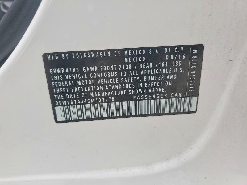 Продаж на аукціоні авто 2016 Volkswagen Jetta, vin: 3VW267AJ4GM403779, номер лоту: 77068945