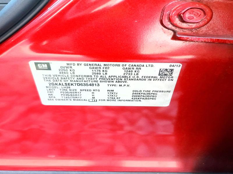 2013 Gmc Terrain მანქანა იყიდება აუქციონზე, vin: 2GKALSEK7D6354813, აუქციონის ნომერი: 77974075