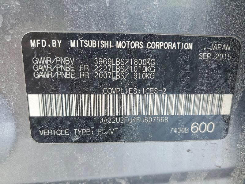 78502045 :رقم المزاد ، JA32U2FU4FU607568 vin ، 2015 Mitsubishi Lancer مزاد بيع