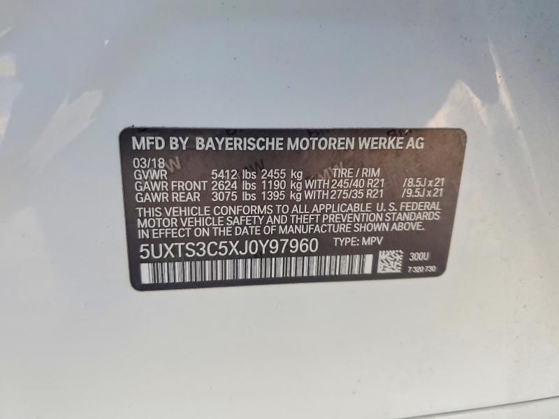 Aukcja sprzedaży 2018 Bmw X3, vin: 5UXTS3C5XJ0Y97960, numer aukcji: 76742055