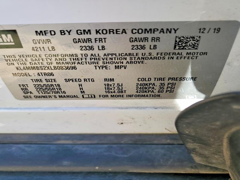 77675255 :رقم المزاد ، KL4MMBS2XLB083696 vin ، 2020 Buick Encore Gx مزاد بيع