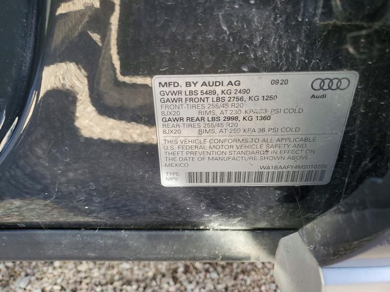 76017495 :رقم المزاد ، WA1BAAFY4M2010205 vin ، 2021 Audi Q5 Premium مزاد بيع