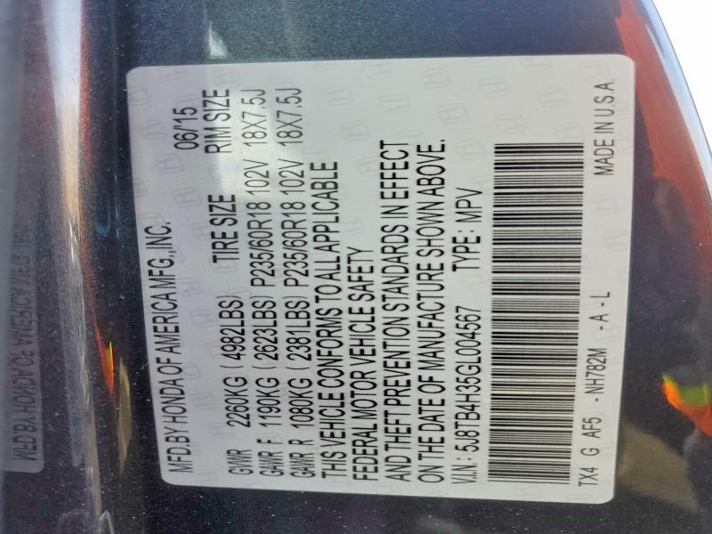 77071875 :رقم المزاد ، 5J8TB4H35GL004567 vin ، 2016 Acura Rdx مزاد بيع