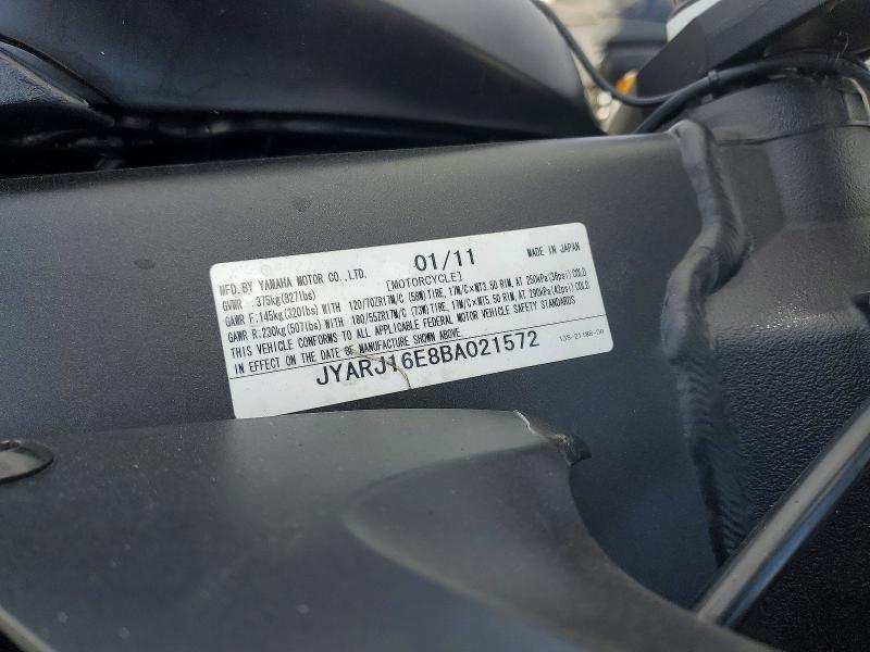 Продажа на аукционе авто 2011 Yamaha Yzfr6, vin: JYARJ16E8BA021572, номер лота: 75663465