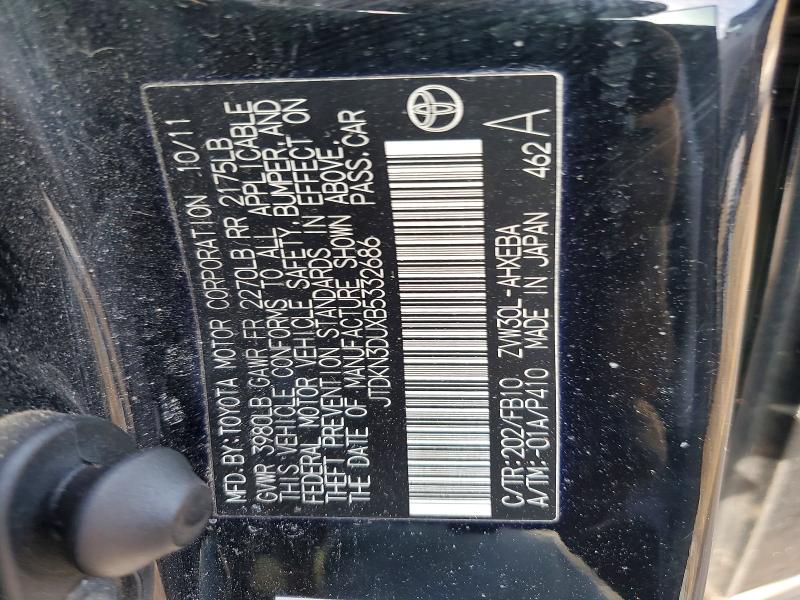 77391285 :رقم المزاد ، JTDKN3DUXB5332686 vin ، 2011 Toyota Prius مزاد بيع