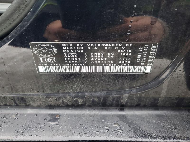 77090025 :رقم المزاد ، 3VW167AJ7GM396404 vin ، 2016 Volkswagen Jetta مزاد بيع