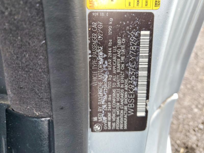 78060955 :رقم المزاد ، WBSEK93537CY78292 vin ، 2007 Bmw M6 مزاد بيع