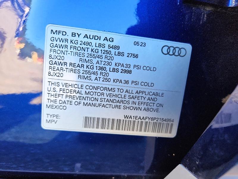 77528135 :رقم المزاد ، WA1EAAFY6P2154954 vin ، 2023 Audi Q5 مزاد بيع