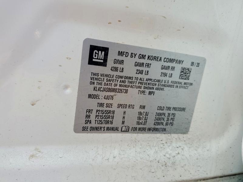 Aukcja sprzedaży 2021 Buick Encore, vin: KL4CJASB6MB326730, numer aukcji: 77802725