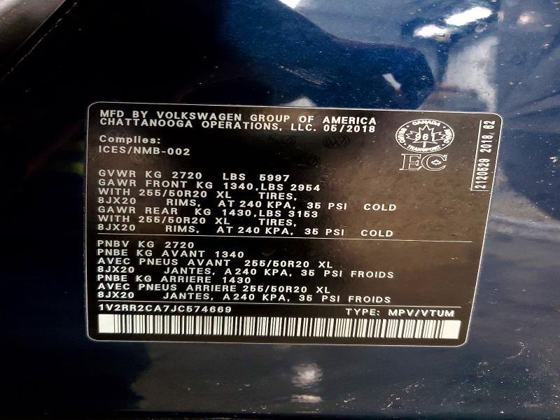 Aukcja sprzedaży 2018 Volkswagen Atlas, vin: 1V2RR2CA7JC574669, numer aukcji: 79048535